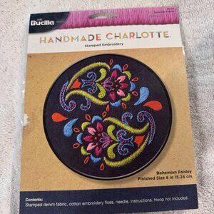 Bucilla Handmade Charlotte Bohemian Paisley Stamped Embroidery Kit 6" Finished S